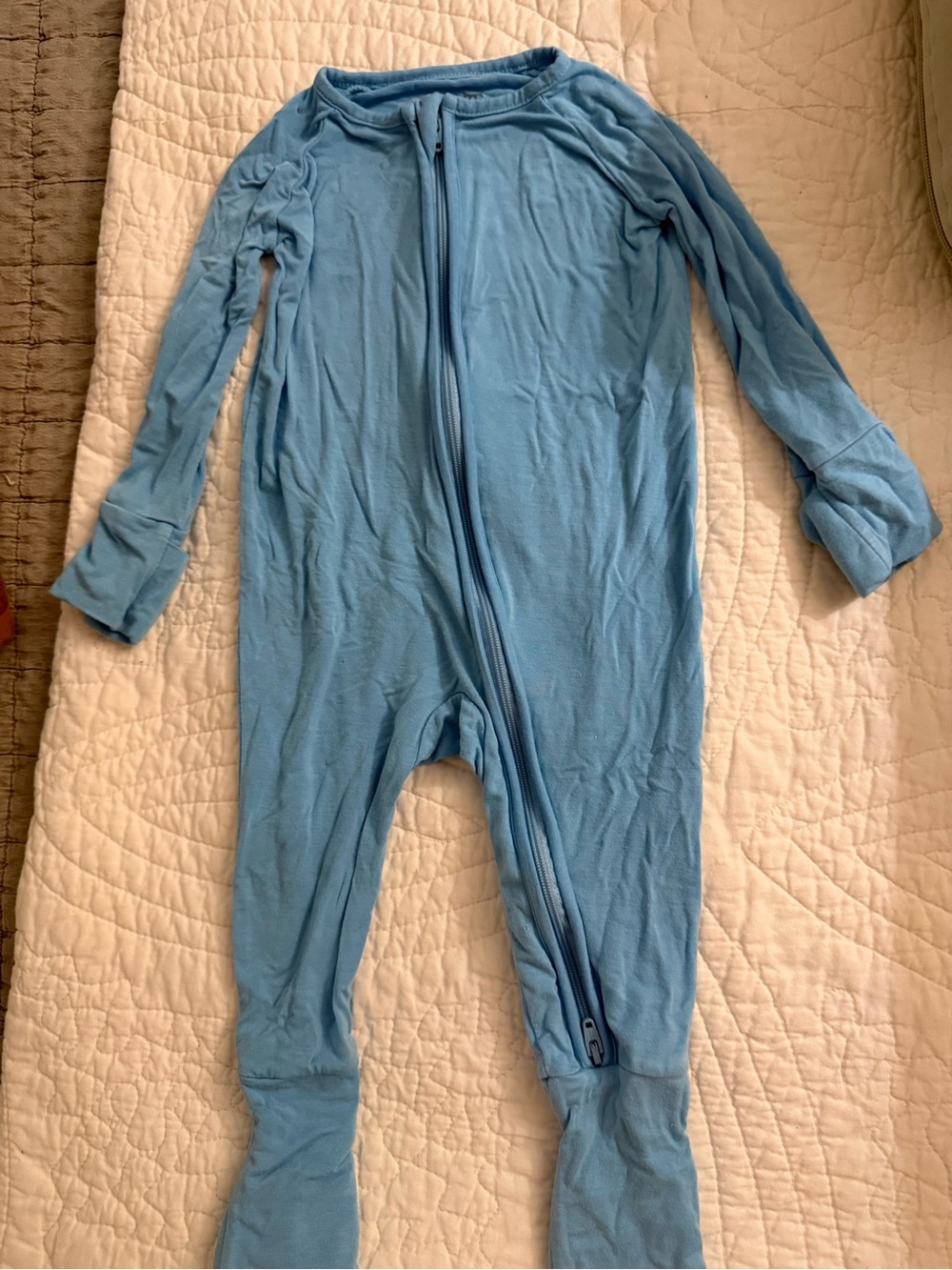 Little Sleepies Light Blue Zip-Up Footed One-Piece